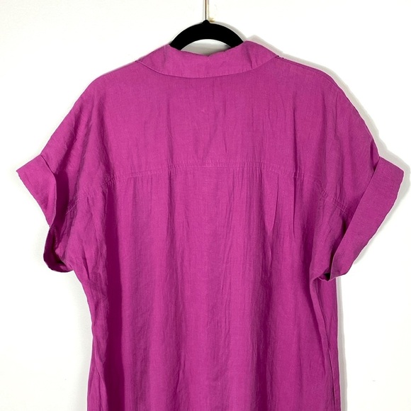 Madison 123 NAYAA SHIRT DRESS Fuscia Button-Down Shirt Dress Midi size Large - Picture 7 of 15